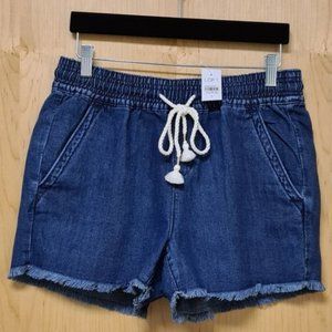 LOFT NWT Cotton Linen Denim Pull On Shorts S